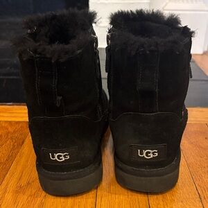 UGG Black Boots with Plush Trim